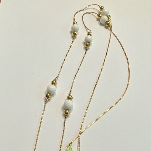 Napier Station Chain Necklace Minimalist Single Strand White Gold Bead Details - Picture 4 of 8